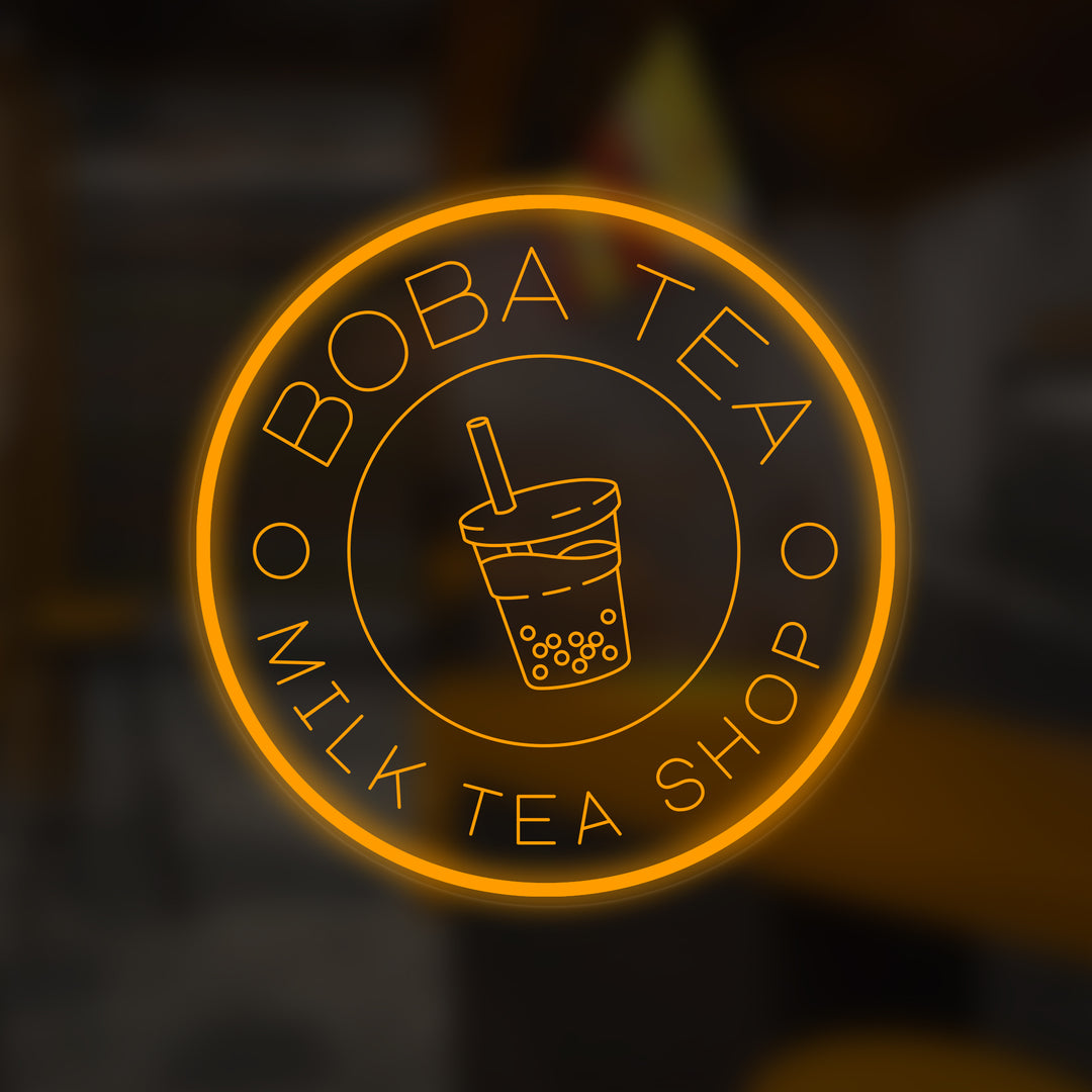 "Boba Tea Milk Tea Shop, Boba-kop" Mini Neonskilt