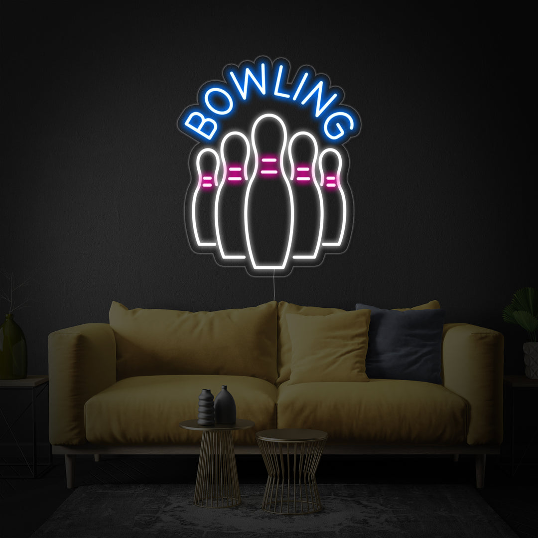 "Bowling, Bowlingflaskepinde" Neonskilt