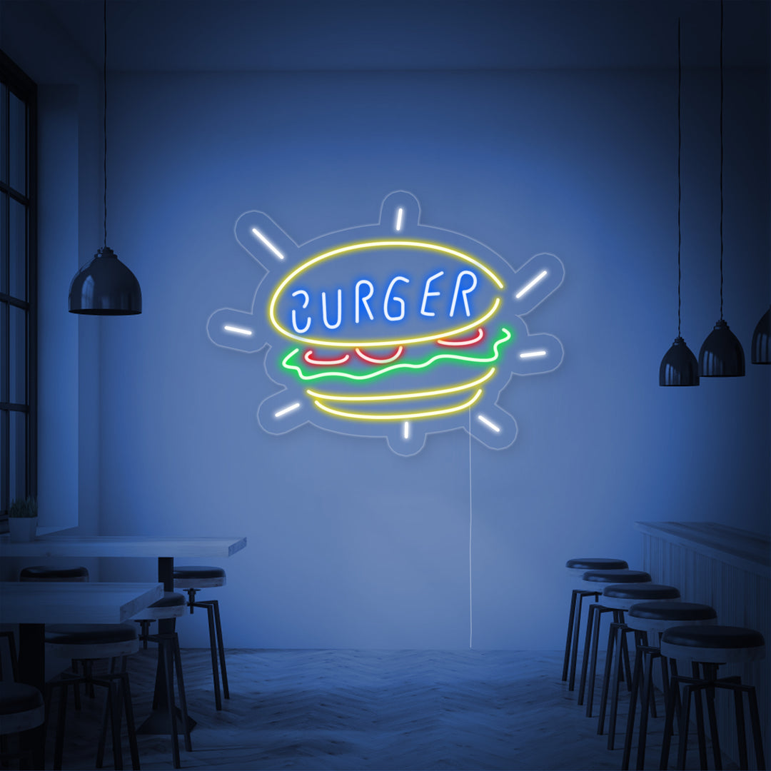 "Burger, Madbutik" Neonskilt