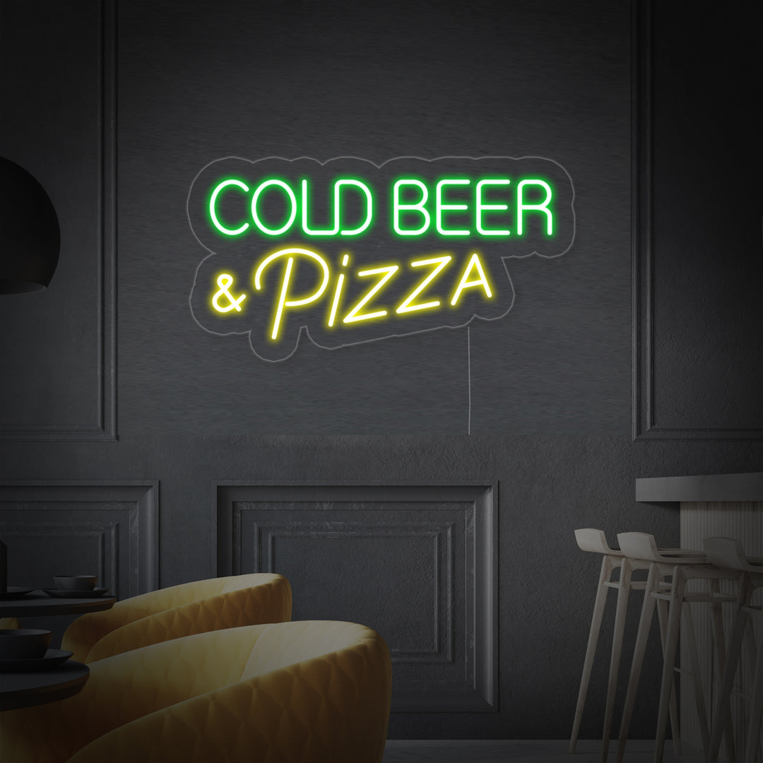 "Cold Beer Pizza" Neonskilt