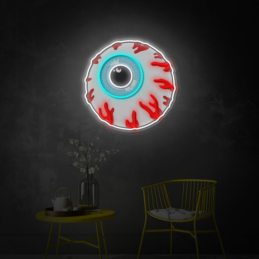 "Tegnefilm Eye, Eyeball, Zombie Bomb" UV-printet LED-neonskilt