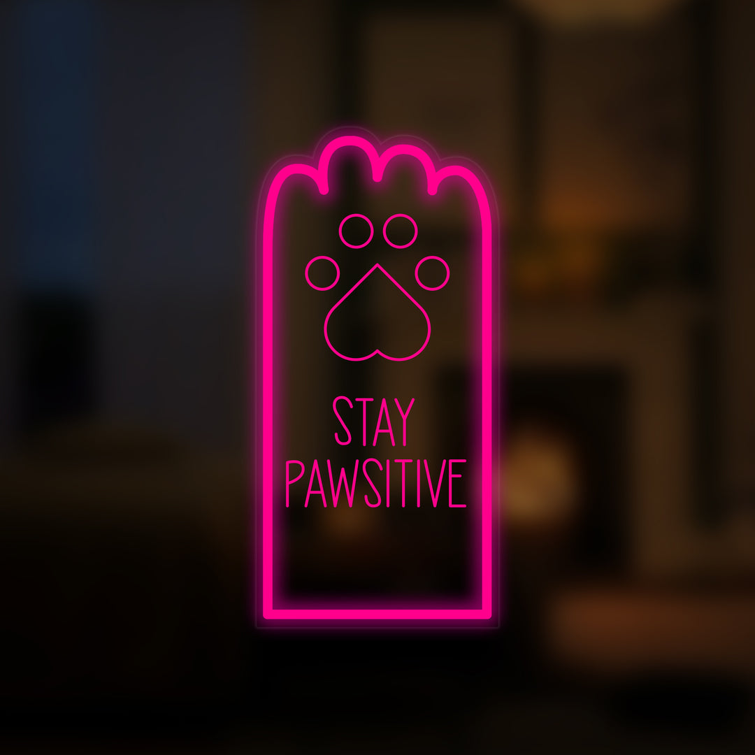 "Stay Paw Positive, Kat" Mini Neonskilt