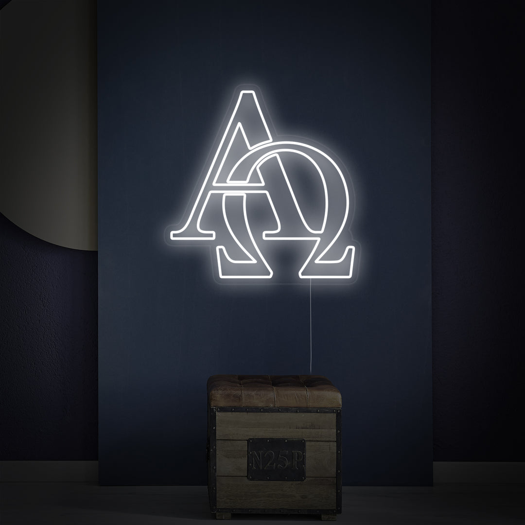 "Kristent Symbol Alfa Omega" Neonskilt