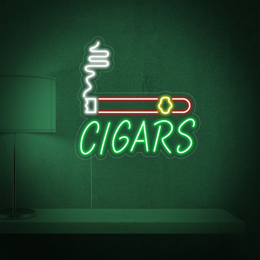 "Cigars, cigarbutik" Neonskilt