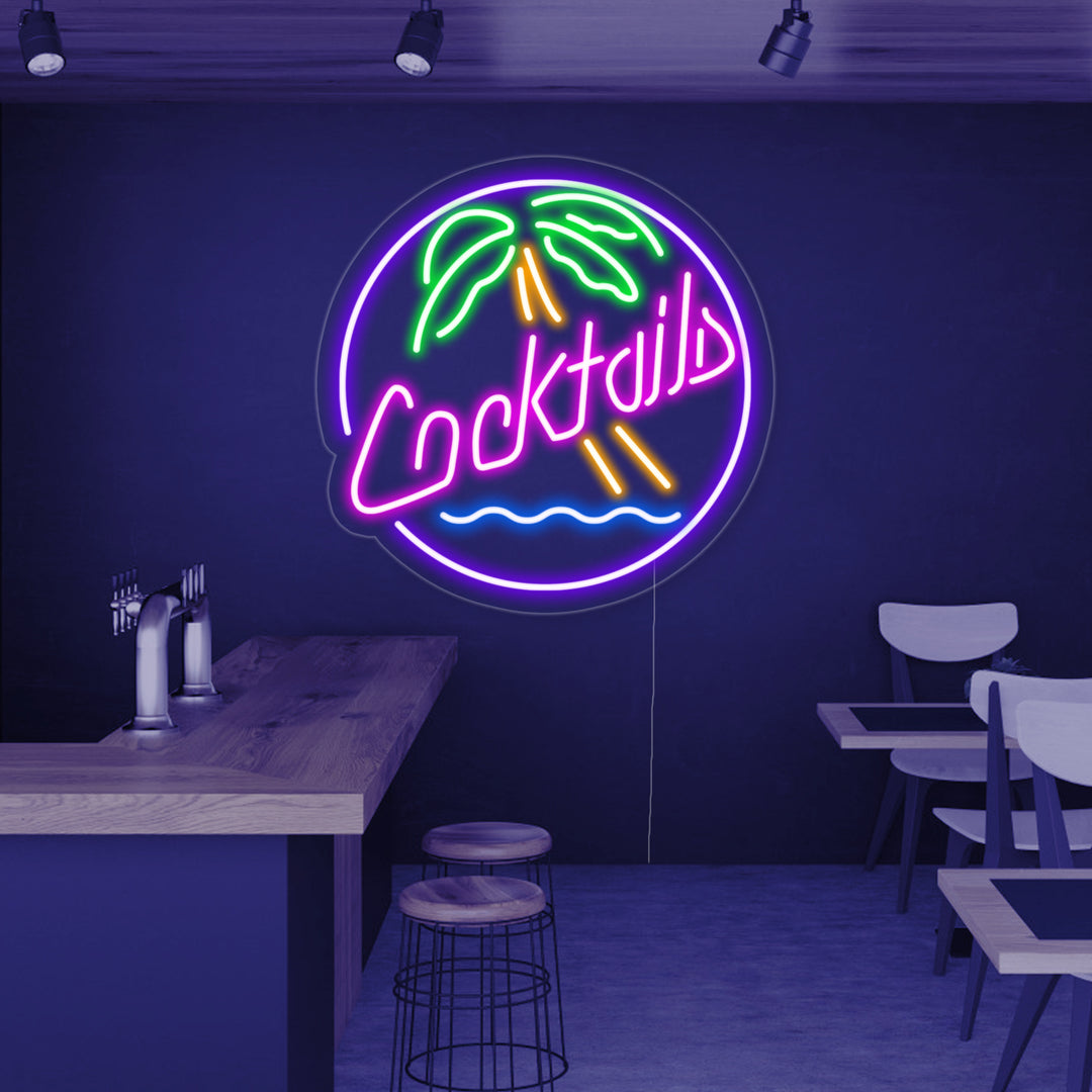 "Cocktails, Øl" Neonskilt