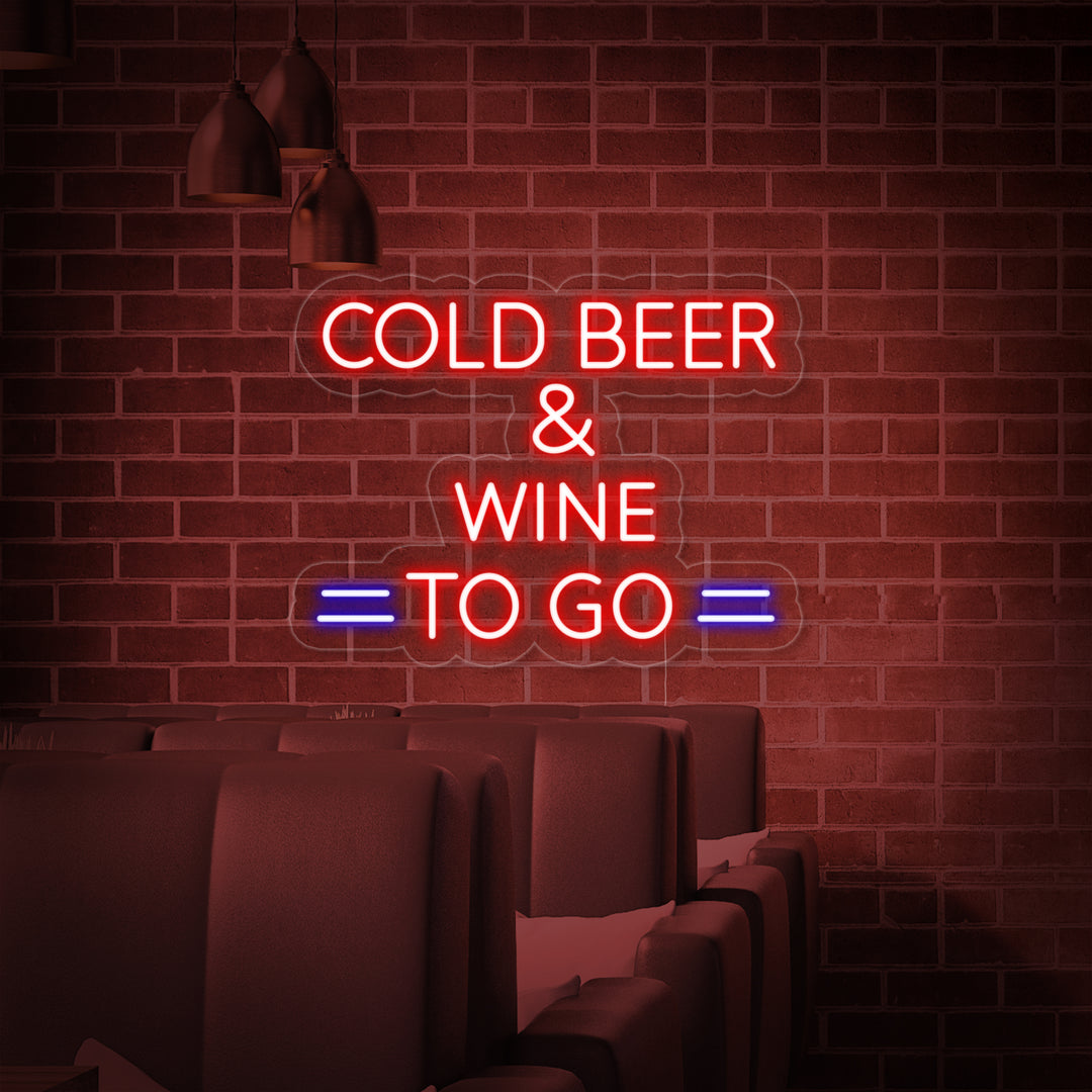 "Cold Beer And Wine To Go" Neonskilt