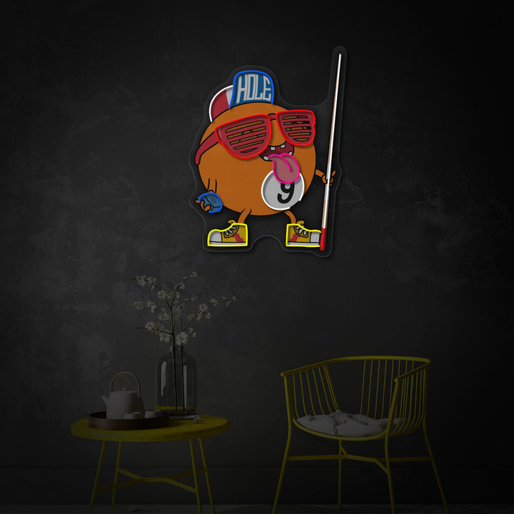 "Cool Billiard Nine Ball" UV-printet LED-neonskilt