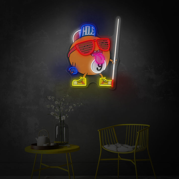 "Cool Billiard Nine Ball" UV-printet LED-neonskilt
