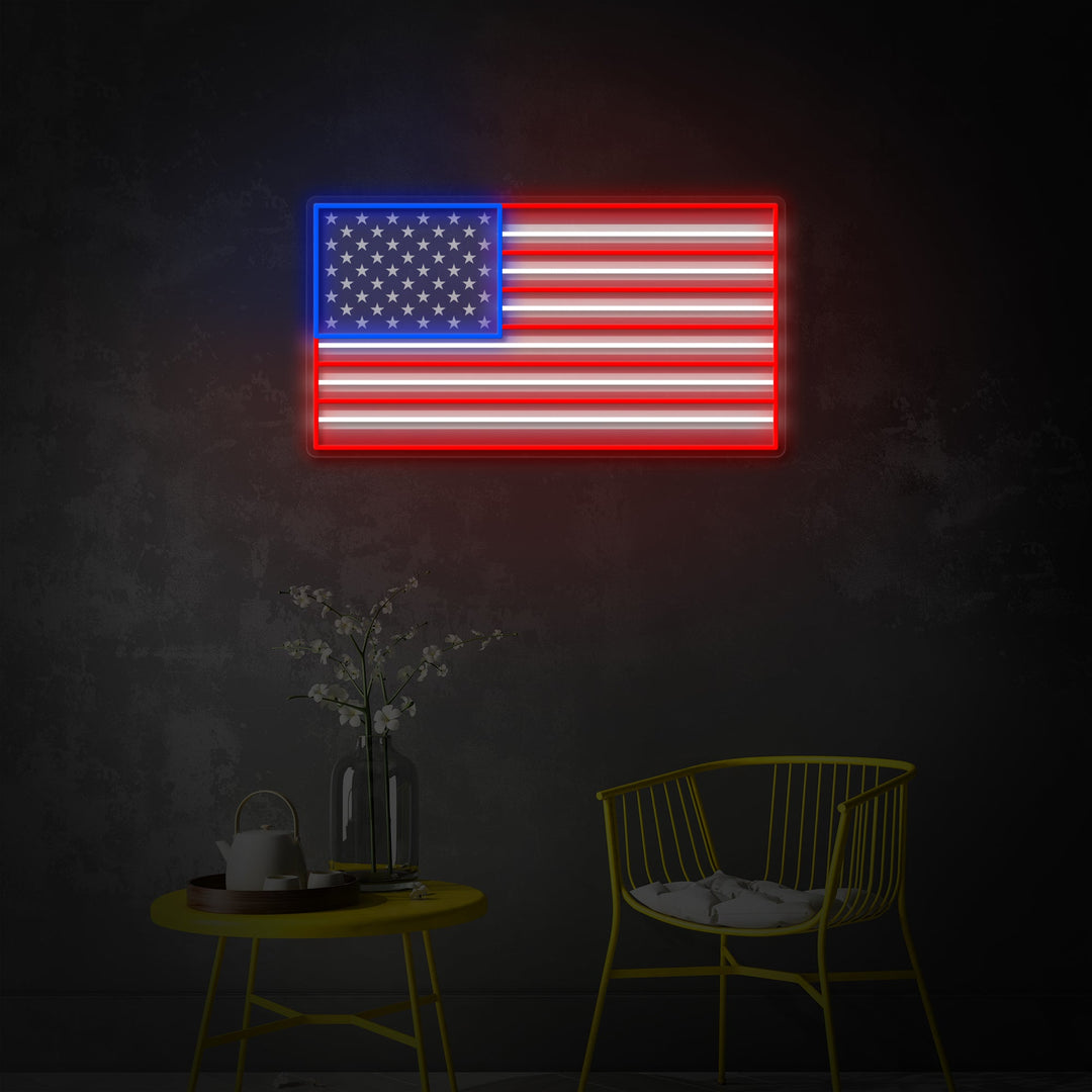 "Brugerdefineret navn US Flag" UV-printet LED-neonskilt