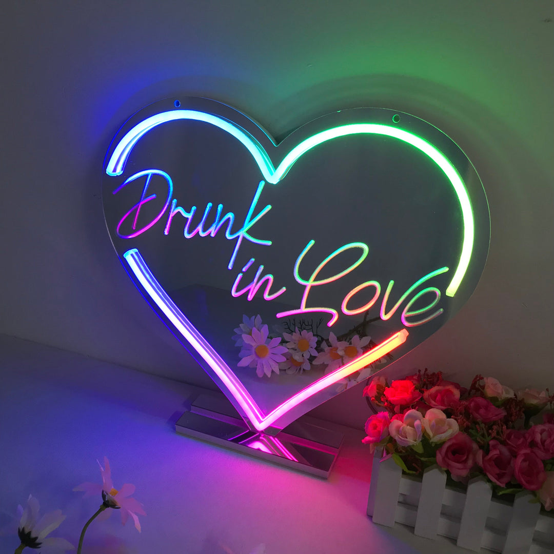 "Drunk In Love, Drømmende Fargeendring" Neonskilt med spejlbagside