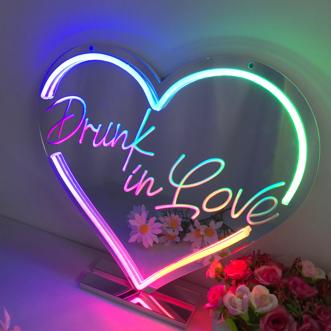 "Drunk In Love, Drømmende Fargeendring" Neonskilt med spejlbagside