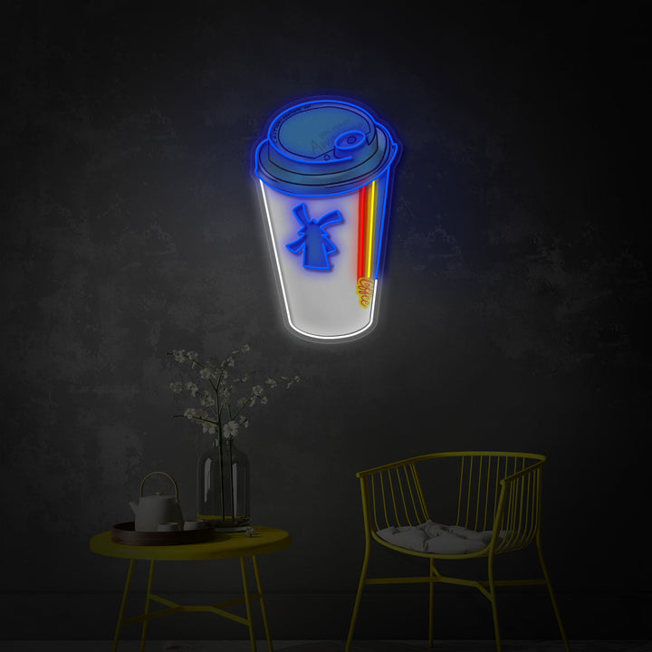 "Dutch Coffee Cup" UV-printet LED-neonskilt