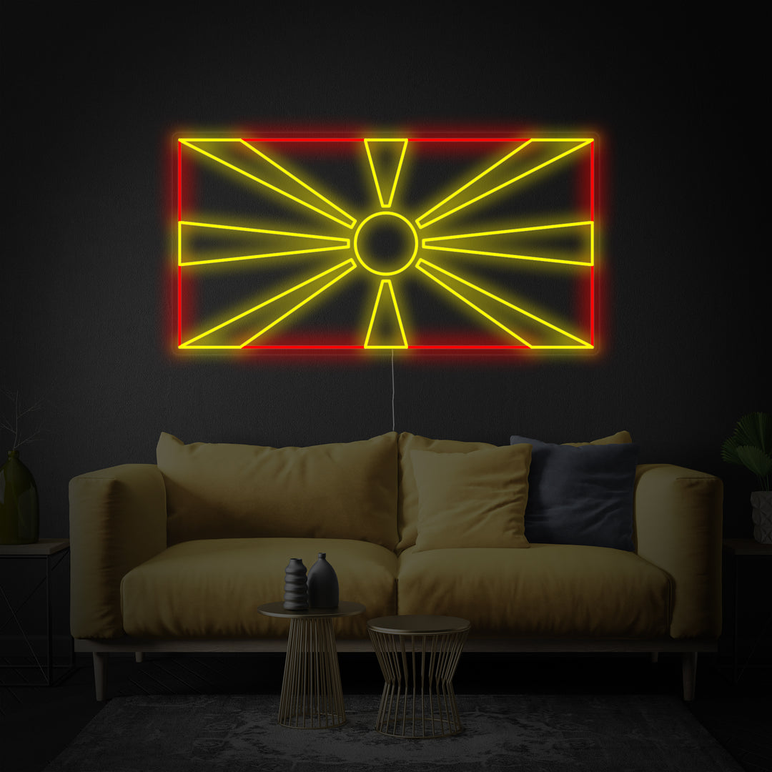 "Nordmakedoniens Flag" Neonskilt
