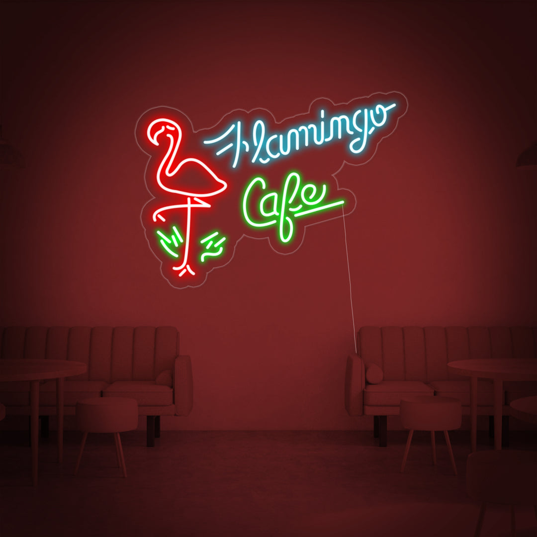 "Flamingo Cafe, Butik" Neonskilt