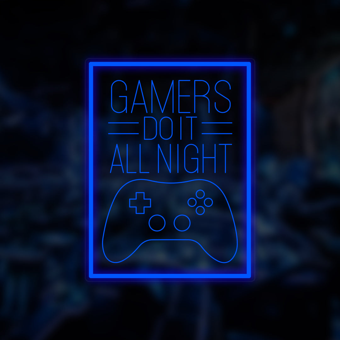 "Gamers Do It All Night" Mini Neon Skilt