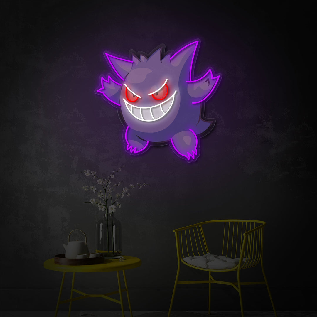 "Gengar, Game Decor" UV-printet LED-neonskilt