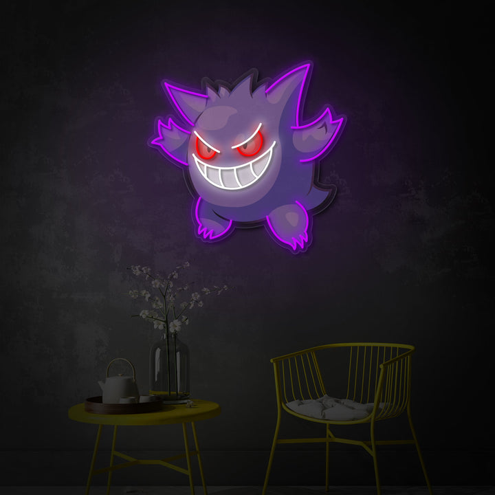 "Gengar, Game Decor" UV-printet LED-neonskilt