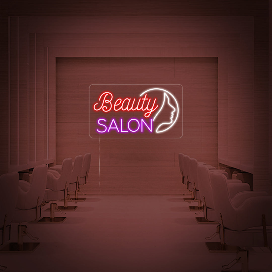 "Beauty Salon, Pigefjæs" Neonskilt