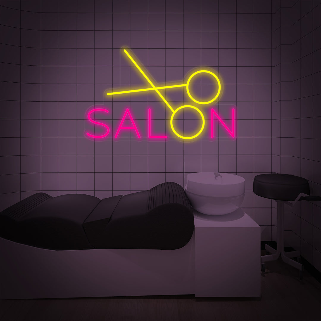 "salon, Hår-salon, Sakse" Neonskilt