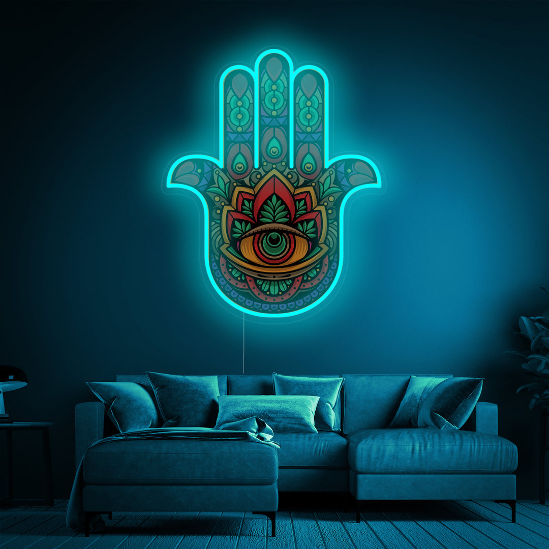 "Hamsa-Hånd Og UV-Tryk" Neonskilt