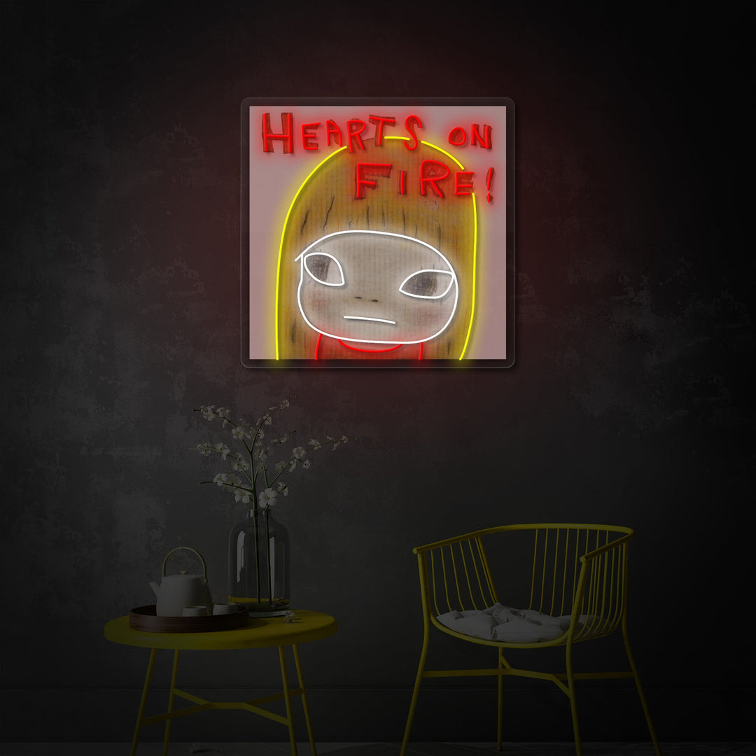 "Hearts On Fire" UV-printet LED-neonskilt