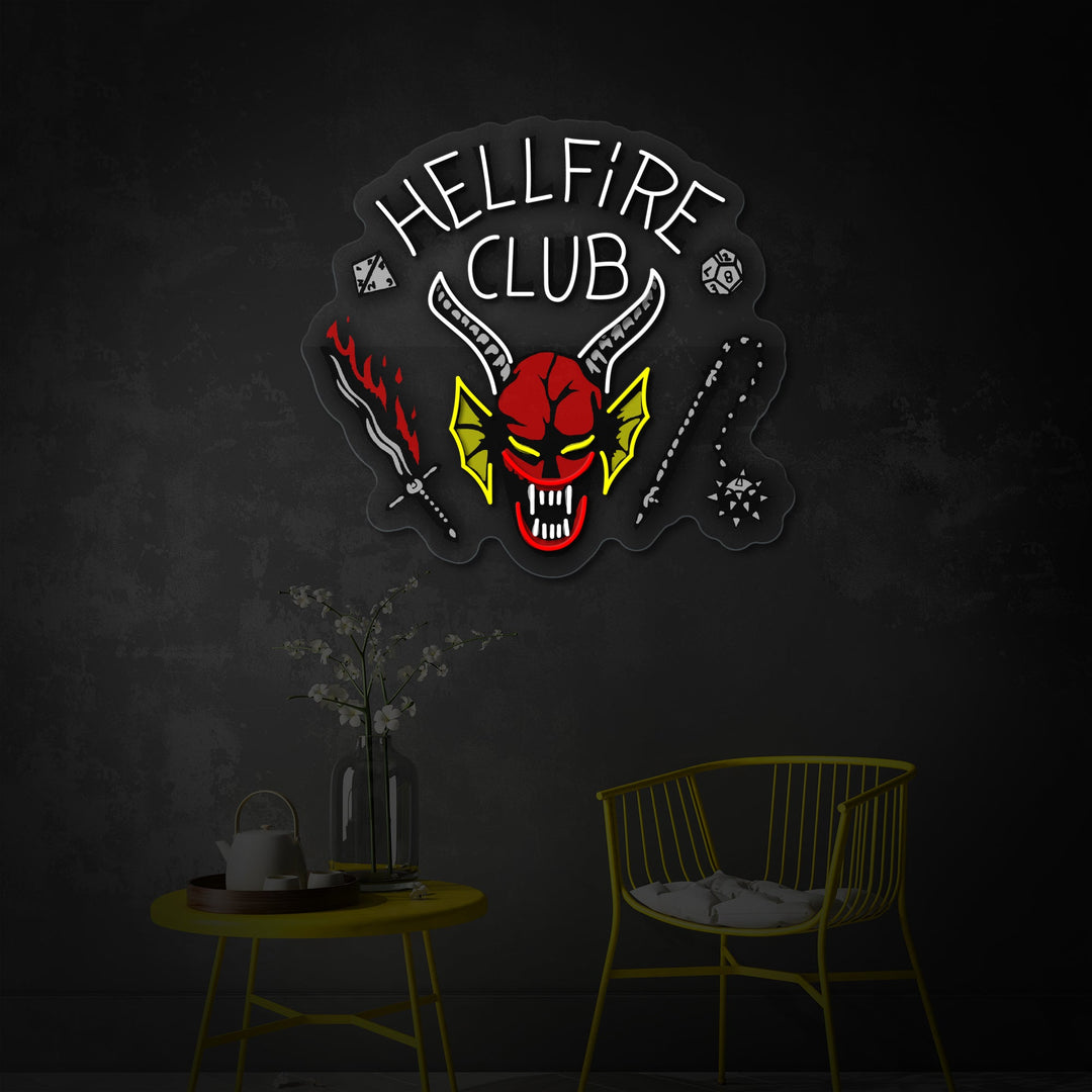 "Hellfire Club" UV-printet LED-neonskilt