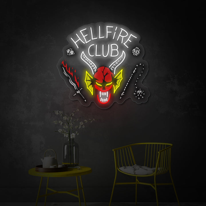 "Hellfire Club" UV-printet LED-neonskilt