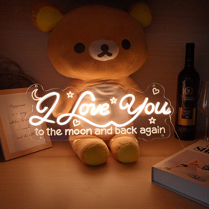 "I Love You To The Moon And Back Again" Mini Neonskilt