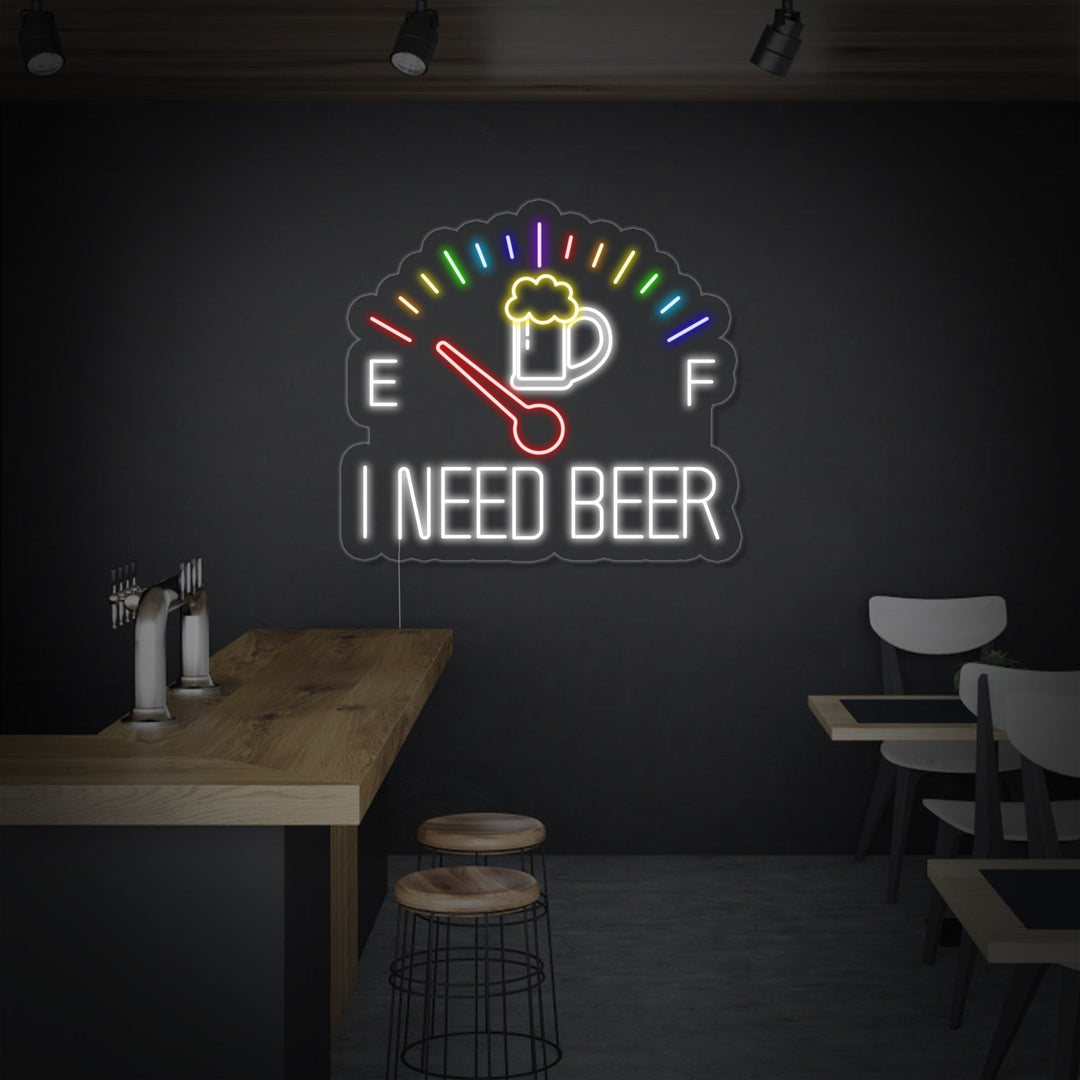 "I Need Beer Uret" Neonskilt