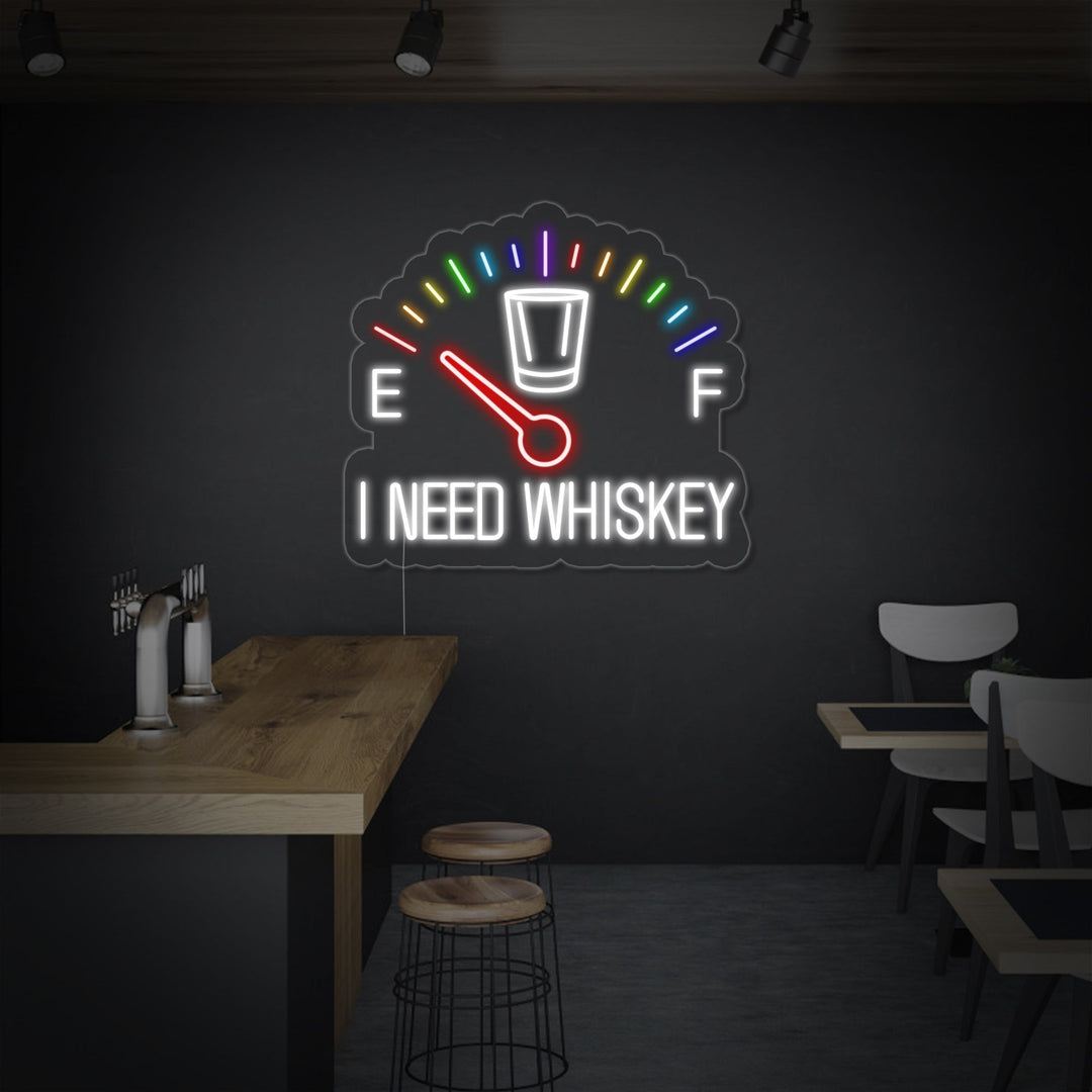 "I Need Whiskey Uret" Neonskilt