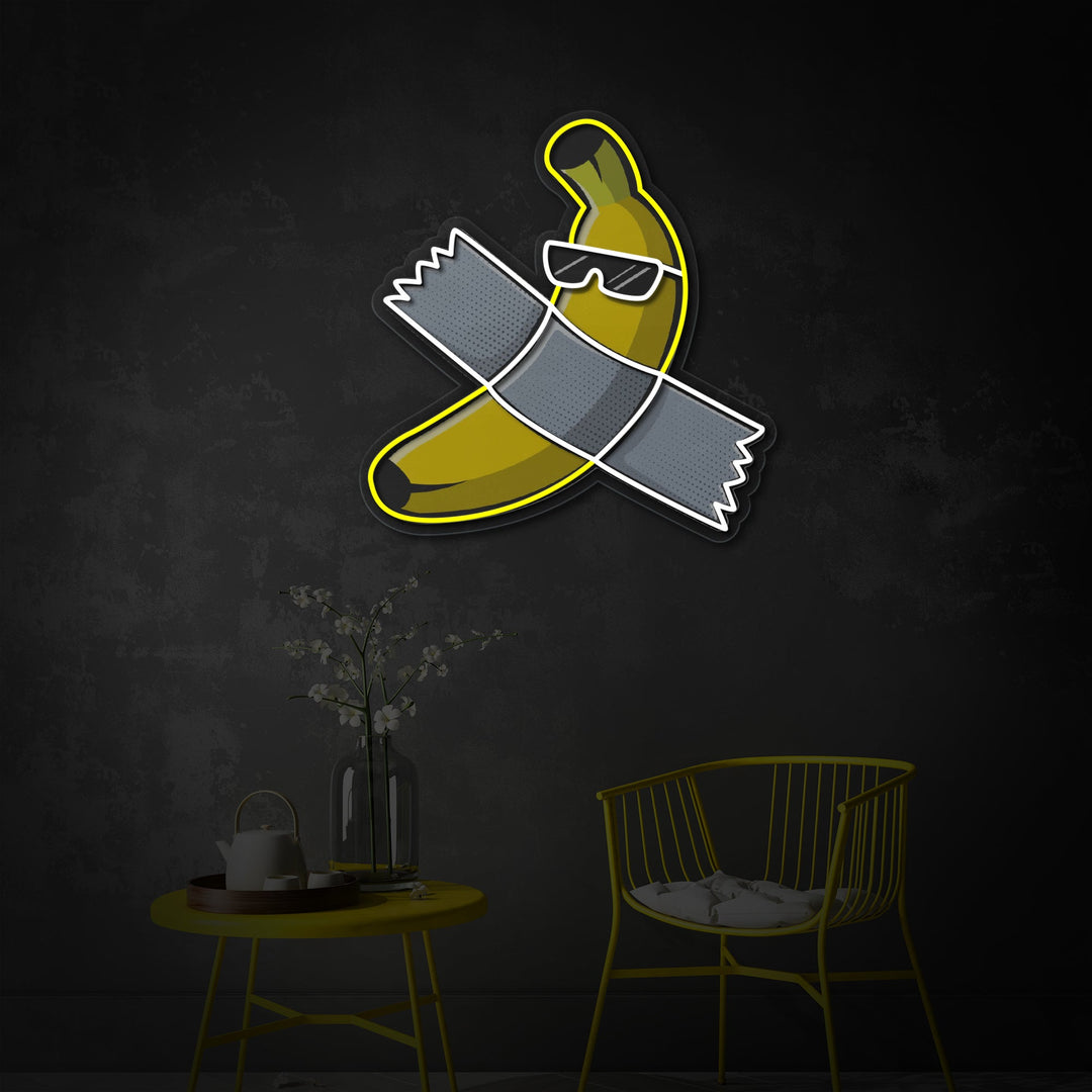 "Er denne kunst, banan med tape" UV-printet LED-neonskilt