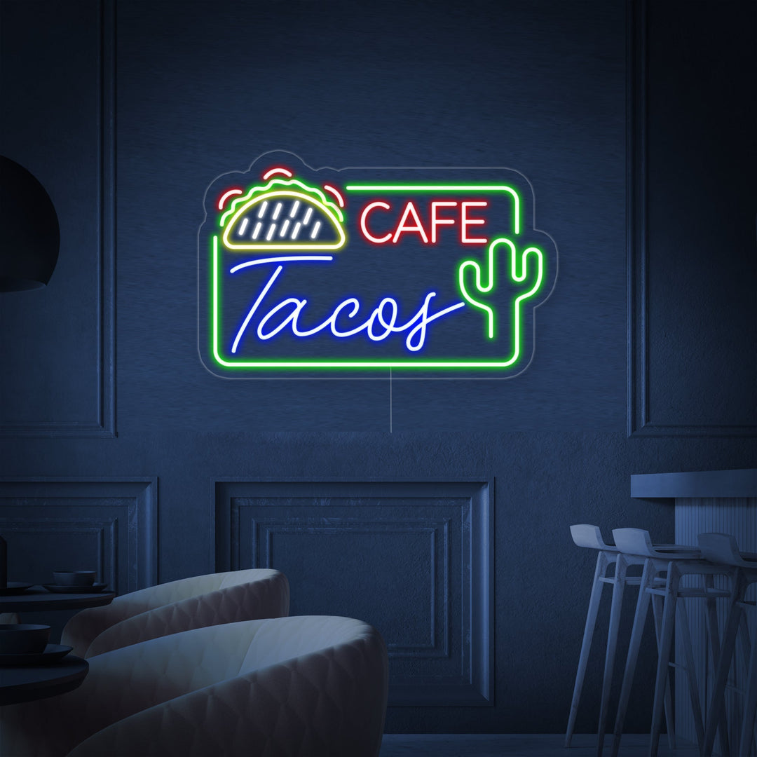 "CAFE TACOS, Mexicansk mad" Neonskilt