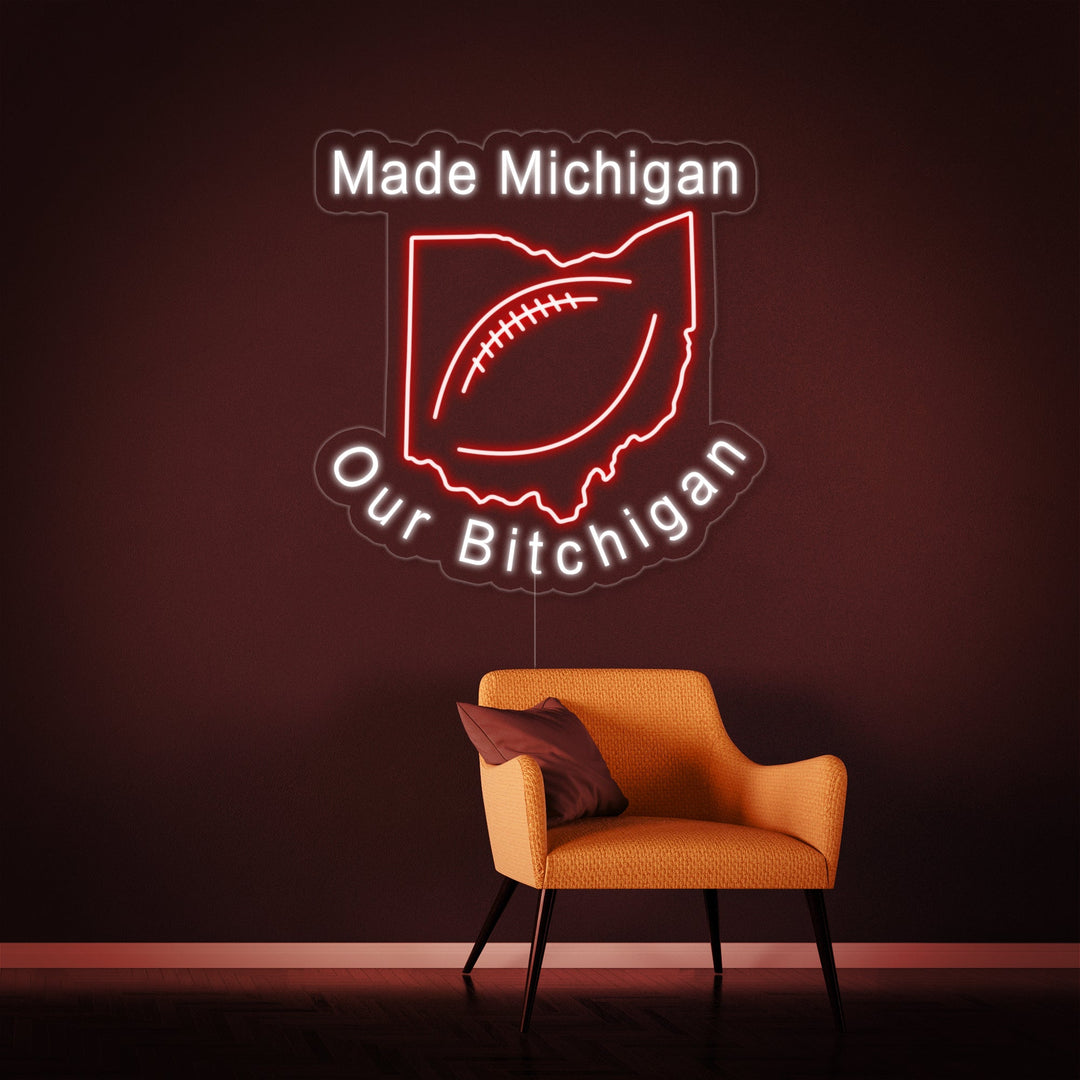 "Make Michigan Our Bichigan, Fodbold" Neonskilt