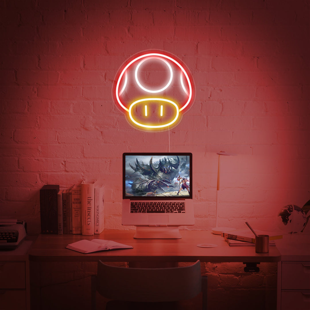 "Mushroom, Game Room Decor" Neonskilt