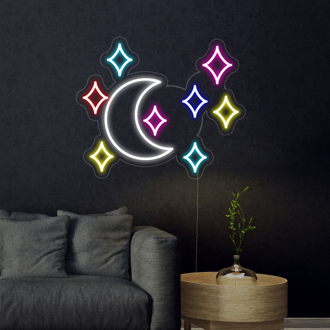 "Måne, Stjerne" Neonskilt