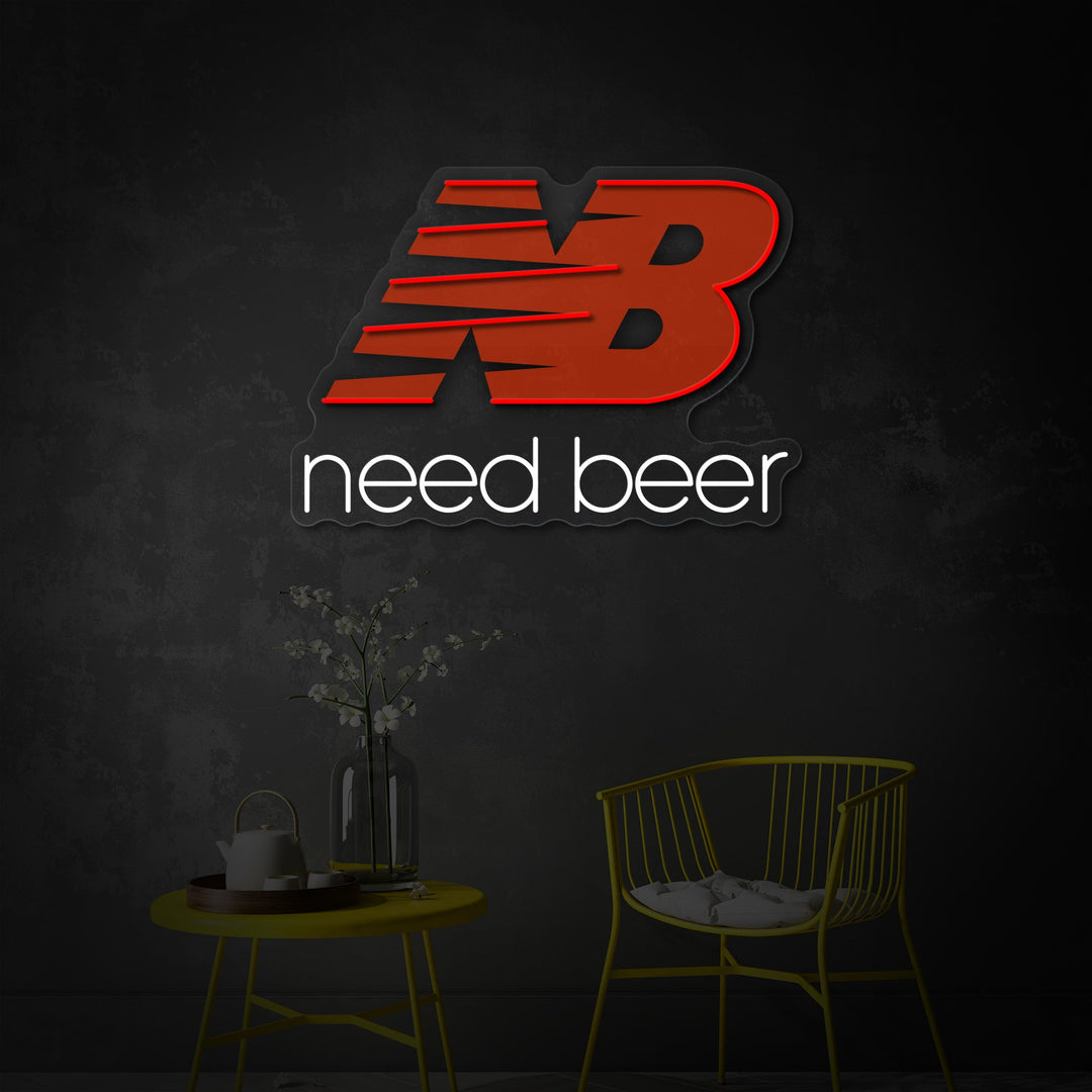"Need Beer" UV-printet LED-neonskilt