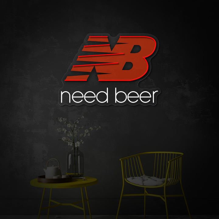 "Need Beer" UV-printet LED-neonskilt