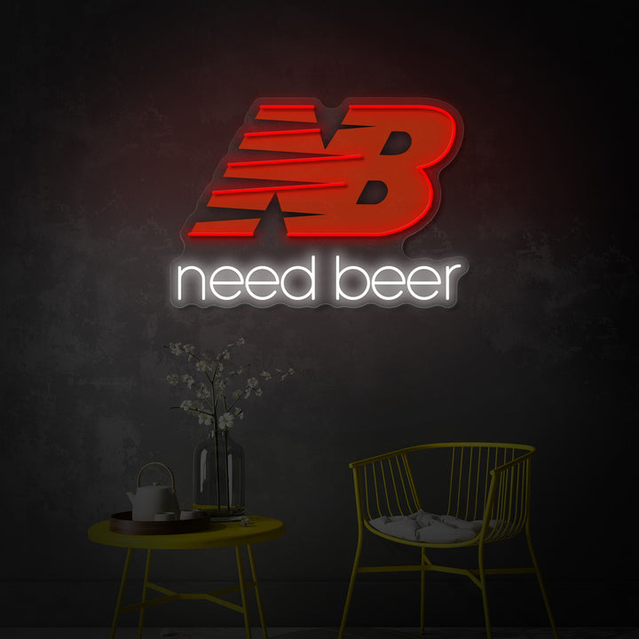 "Need Beer" UV-printet LED-neonskilt
