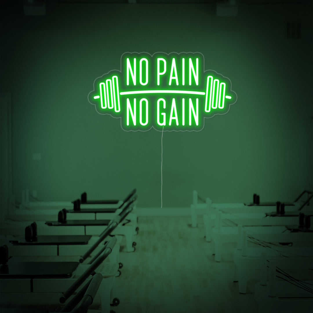 "No Pain No Gain, Gymnastikindretning, Gymnastikcitater, Fitnesscitater, Træningscitater" Neonskilt