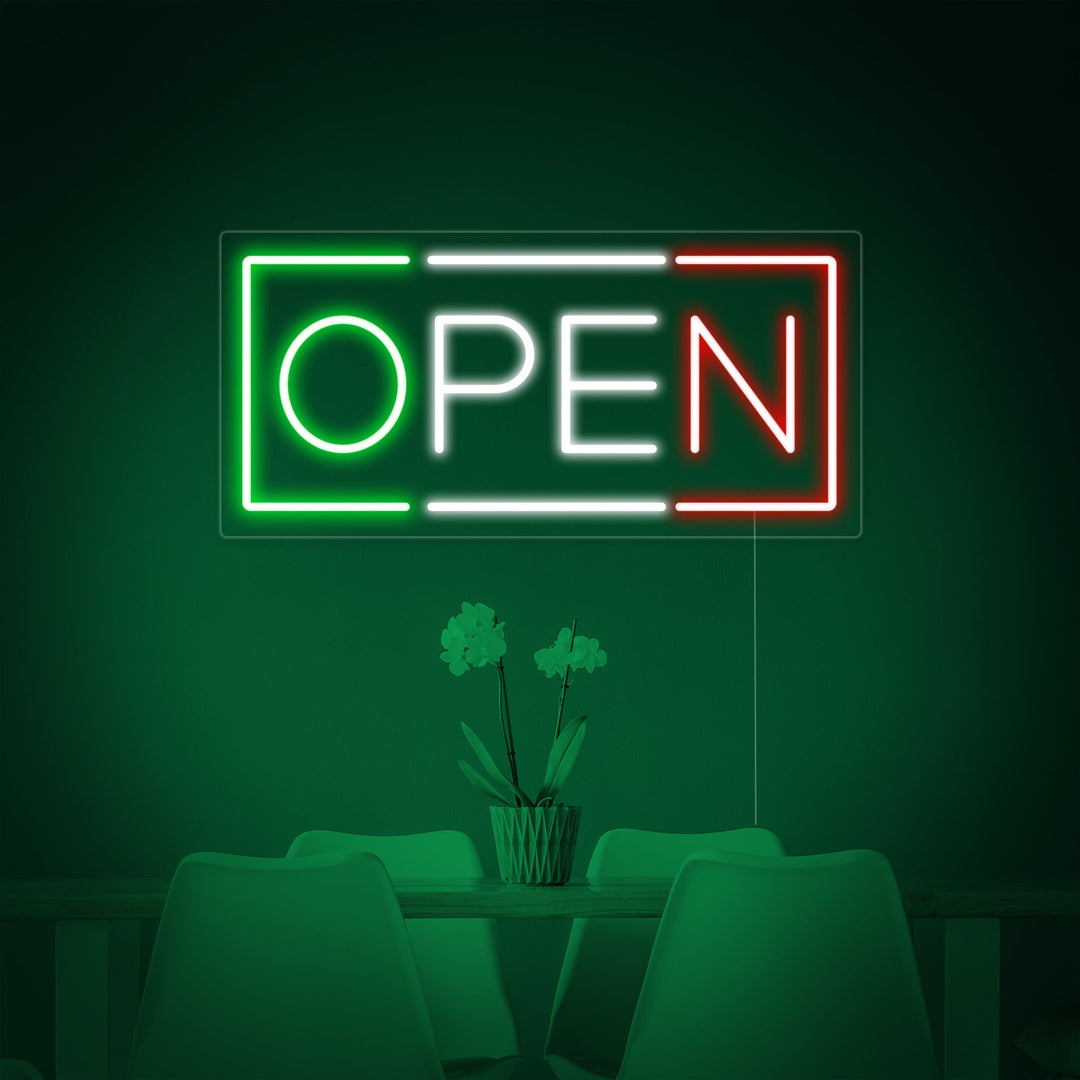 "open, Italiensk restaurant" Neonskilt