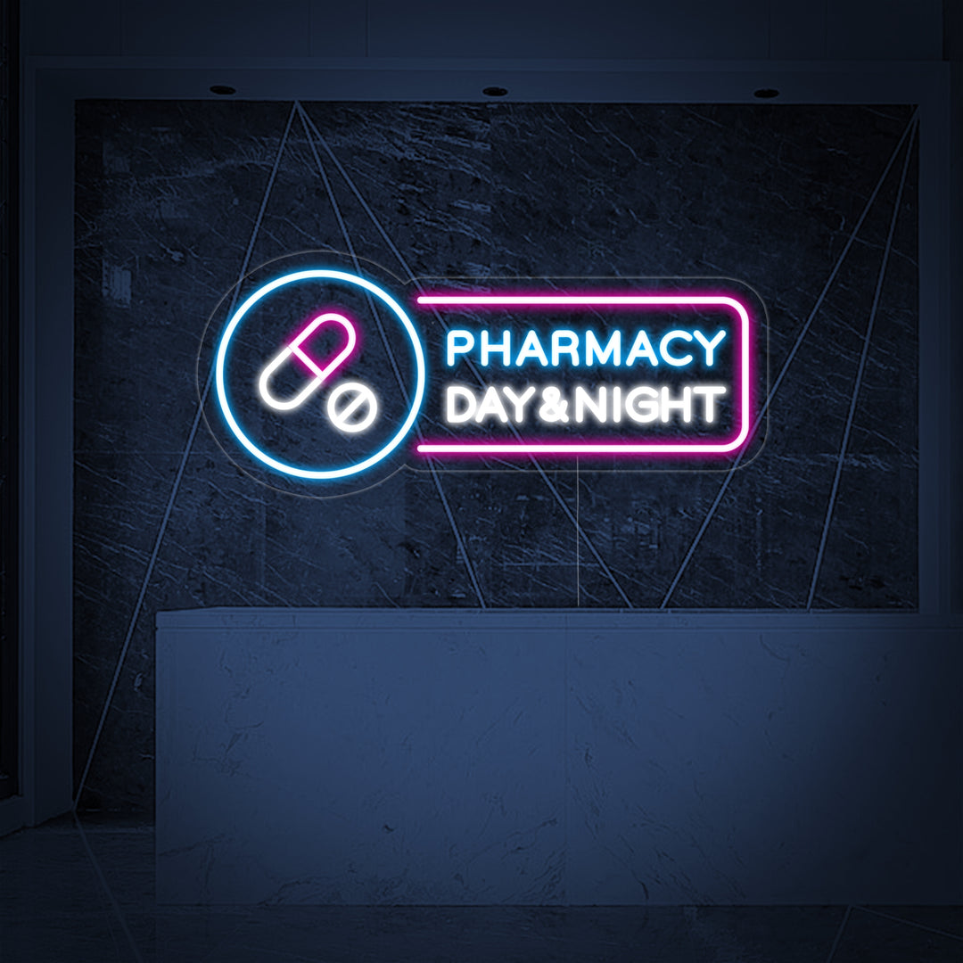 "Pharmacy Day Night" Neonskilt