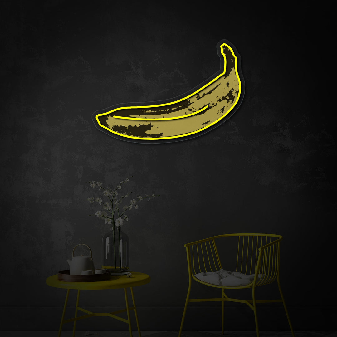 "Pop Art Banana, berømt kunstners maleri" UV-printet LED-neonskilt