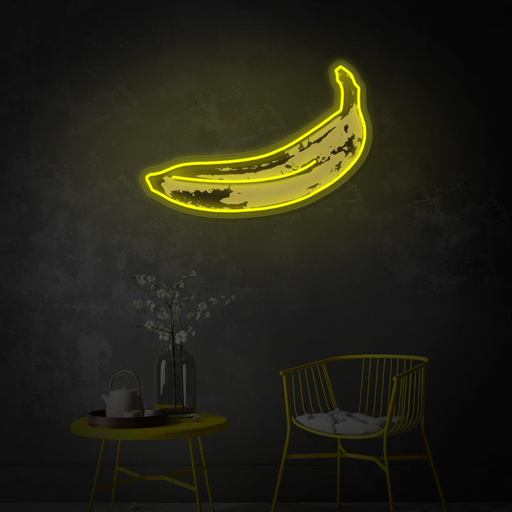 "Pop Art Banana, berømt kunstners maleri" UV-printet LED-neonskilt