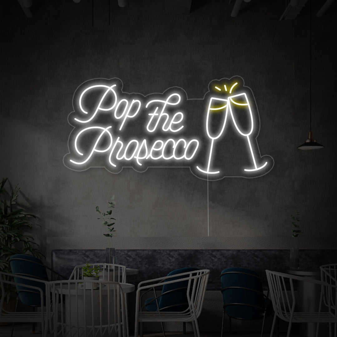 "Pop The Prosecco Ølbar" Neonskilt