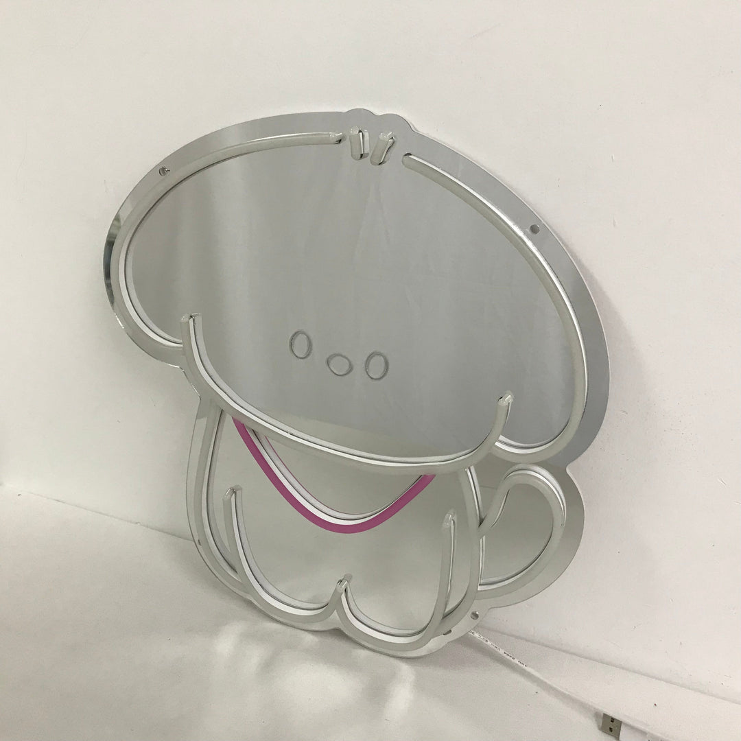 "Hvalp Hund, Tegneserie, Drømmende Fargeendring" Neonskilt med spejlbagside