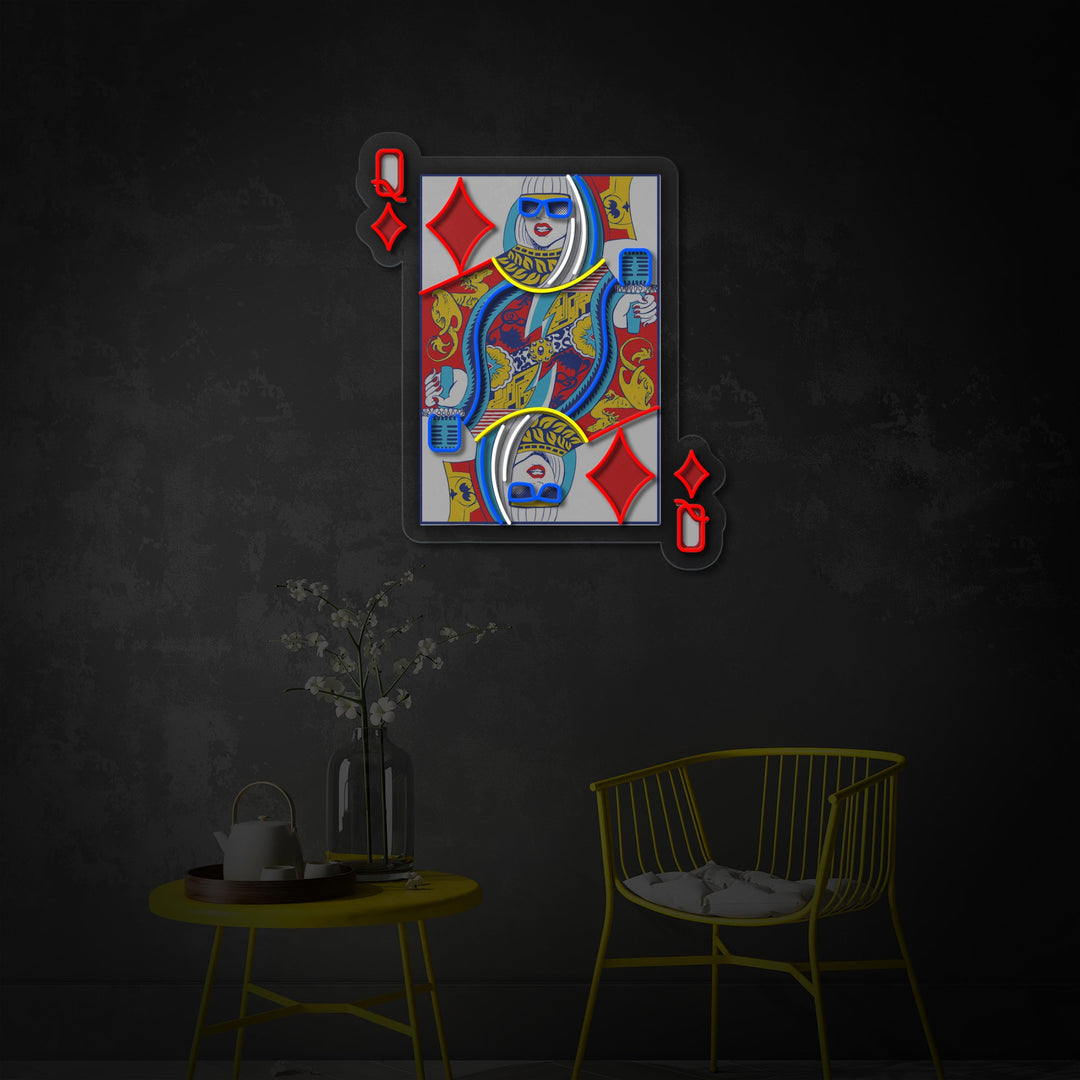 "Q Of Glam, Pop Star Idol" UV-printet LED-neonskilt