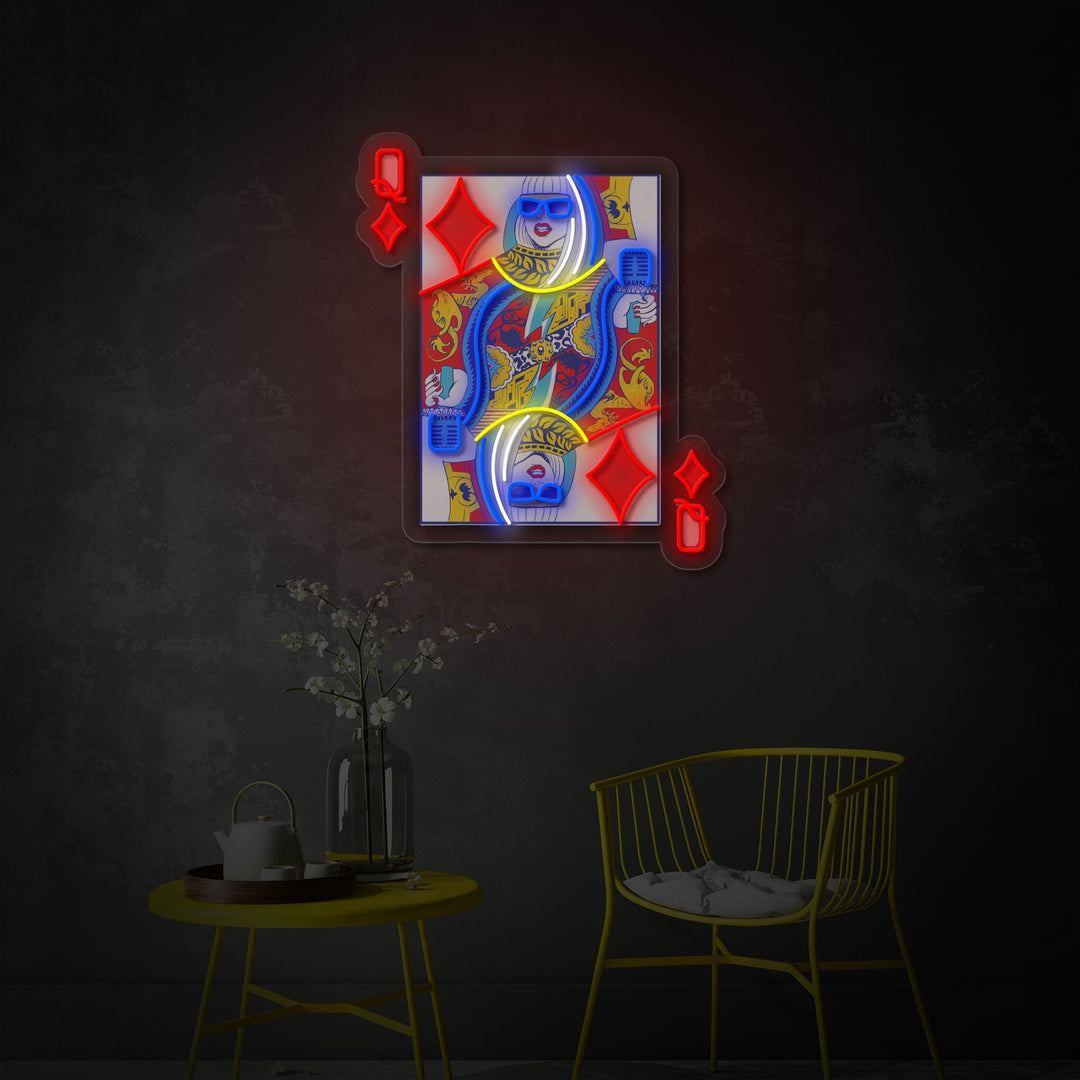 "Q Of Glam, Pop Star Idol" UV-printet LED-neonskilt