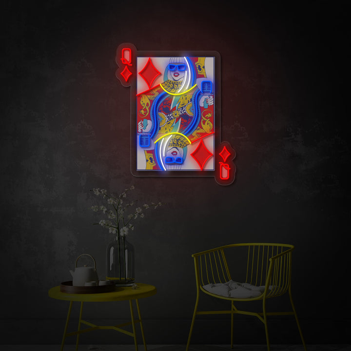 "Q Of Glam, Pop Star Idol" UV-printet LED-neonskilt