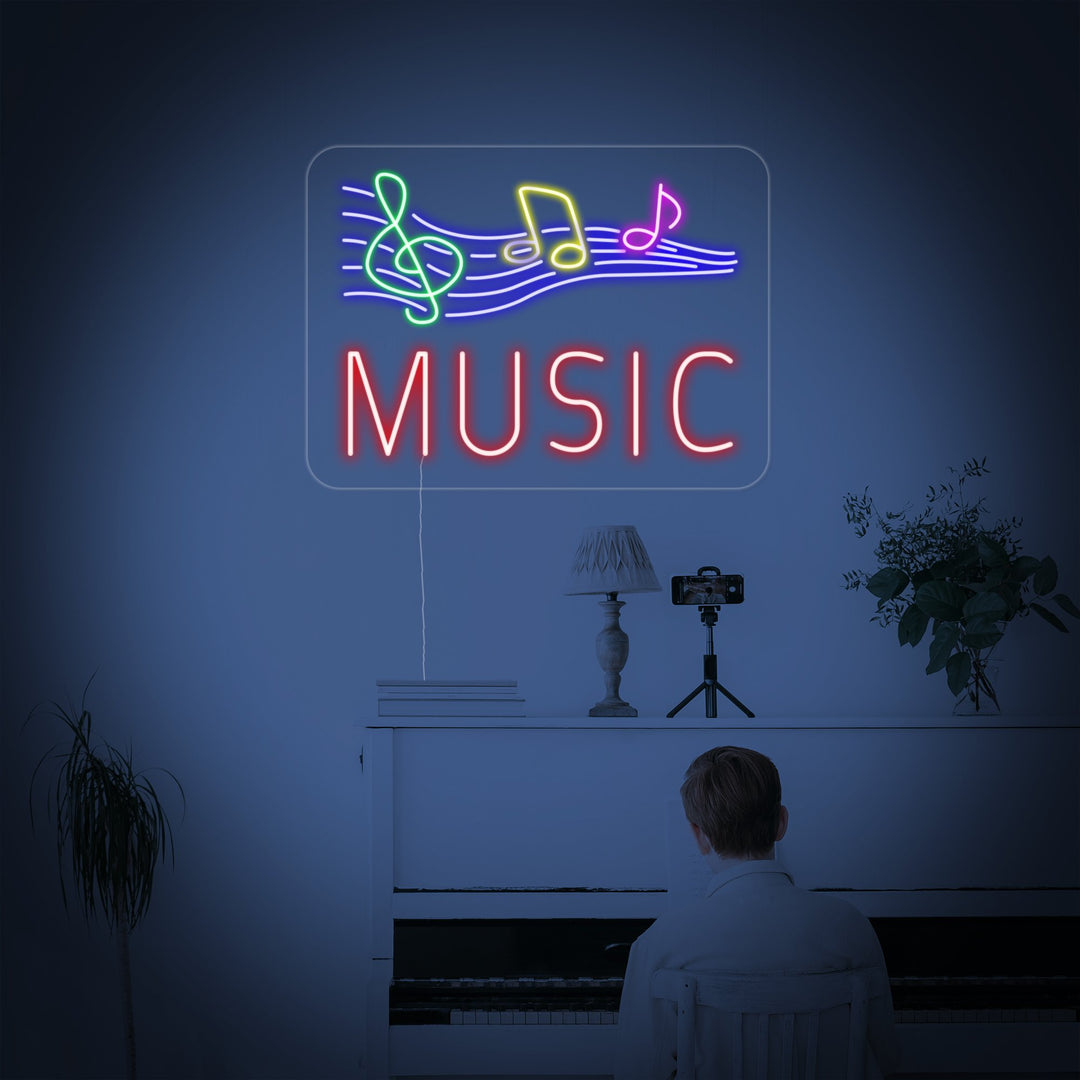 "Music, Musiknoter" Neonskilt
