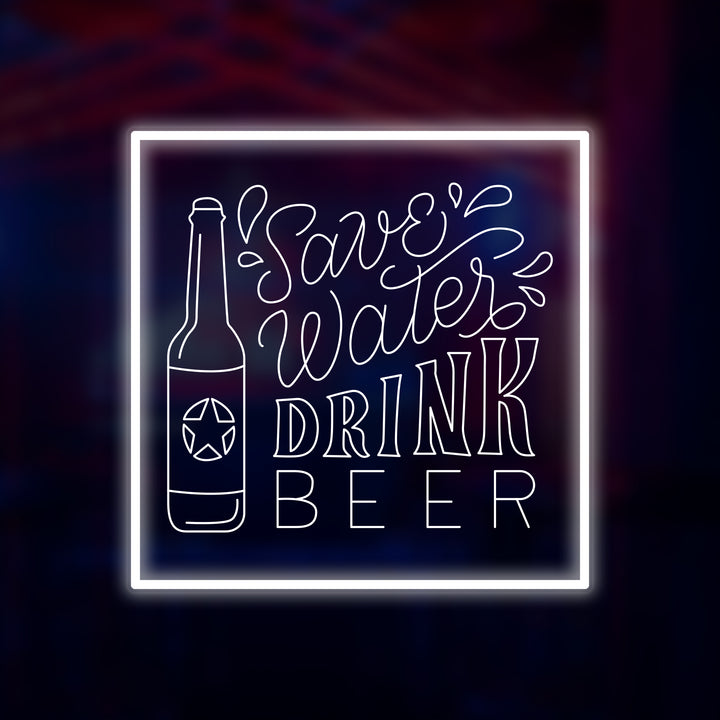 "Save Water Drink Beer" Mini Neon Skilt